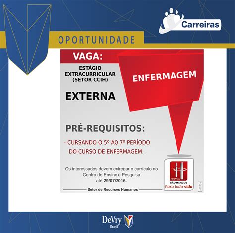 Carreiras Devry Facid Oportunidade De Est Gio Para Enfermagem