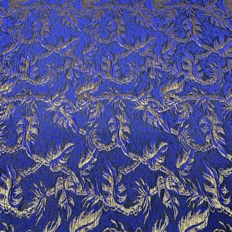 Royal Blue And Golden Floral Brocade Jacquard Fabric At Rs 465 00