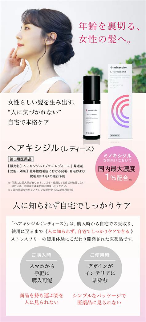 【楽天市場】【第1類医薬品】ヘアキシジル1プラスレディース 60ml X3個セット 育毛剤 女性用育毛剤 発毛剤 ミノキシジル：ミナカラ薬局