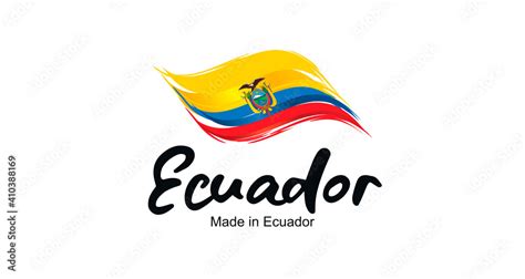 Made in Ecuador handwritten flag ribbon typography lettering logo label banner Stock Vector ...