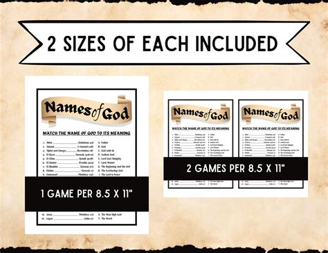 Names Of God Bible Match Game Names Of God Bible Trivia Game Bible