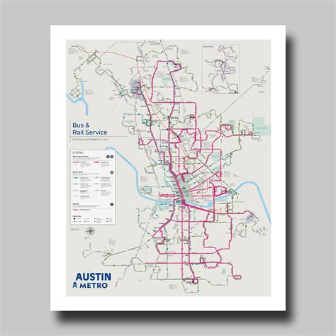Austin - Texas - Map - Metro Map - Bus - Print - Poster - Etsy