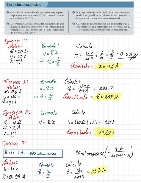 Ley De Ohms Potencia El Ctrica Y Energ A El Ctrica Ejercicio