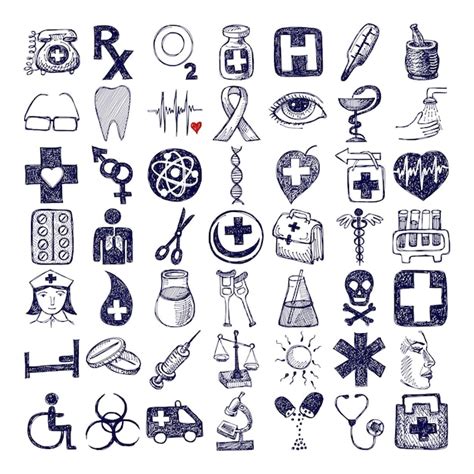 Premium Vector Hand Drawing Doodle Icon Set Medical Theme