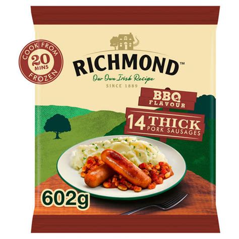 Richmond 14 Thick Pork Sausages Bbq Flavour 602g Sausages Iceland Foods