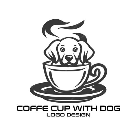 Premium Vector | Coffee Cup With Dog Vector Logo Design