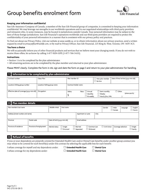 Sunlife Enrollment Form Fill Out Sign Online DocHub