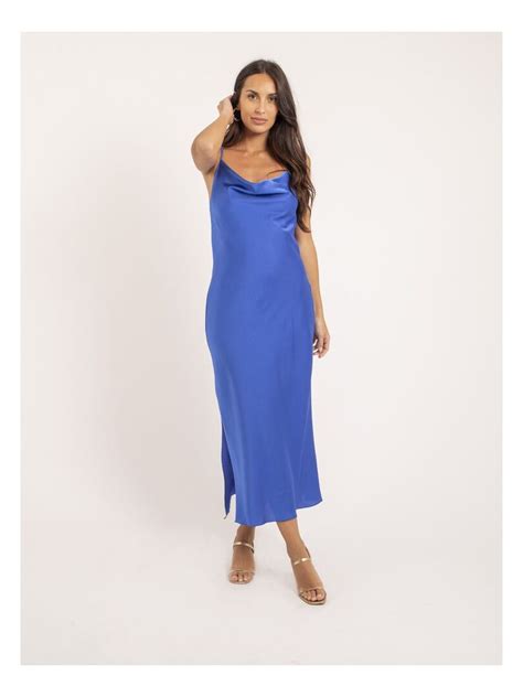 Robe Longue Satin Isaurie Bleu Roi Kiabi Nu