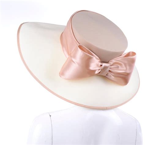 Vintage Peter Bettley London Milliner Cream And Peach Wide Brim Hat W