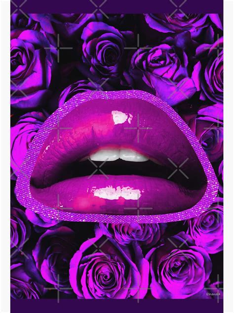 Purple Rose Glitter Sparkle Lip Digital Collage Sticker For Sale By Hanabk Redbubble