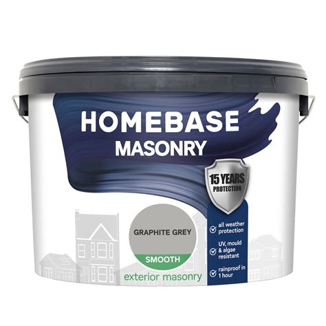 Homebase Smooth Masonry Paint Graphite Grey - 10L | Homebase