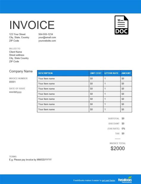 How to make invoice template in word - paintgai