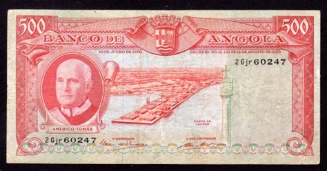 Cédula da Angola 1 000 escudos 1956 P 91 MBC