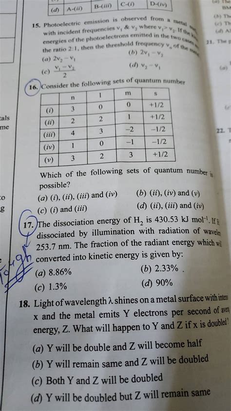 Consider The Following Sets Of Quantum Number Nlms I 300 1 2 Ii 221 1 2