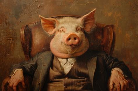 Premium Photo A Sophisticated Painting Of A Pig Dressed In A Suit