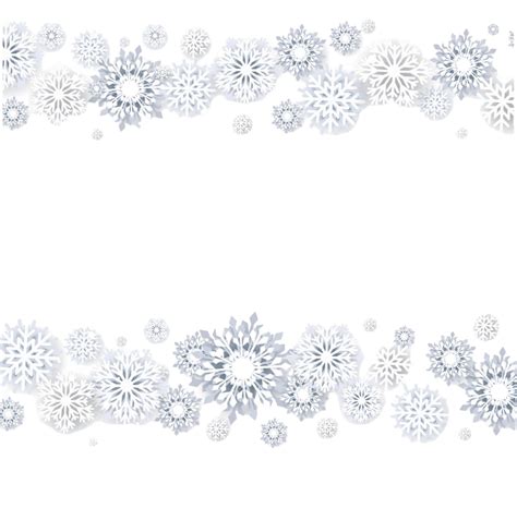 Snowflakes Christmas Border White Background Collection Isolated Season