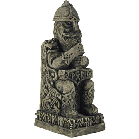 Seated Thor with Hammer, Norse God Statue - Wood Finish, Celtic God ...