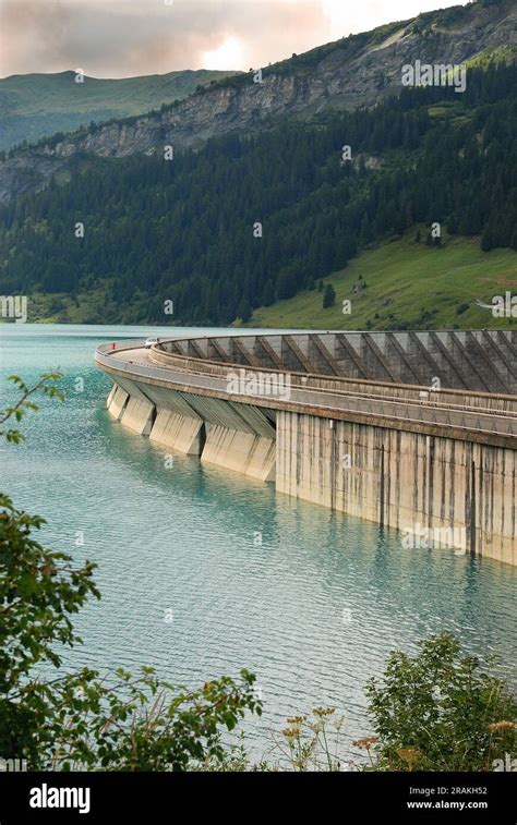 The Roseland Dam In The French Alps Is A Water Storage Structure For The Production Of