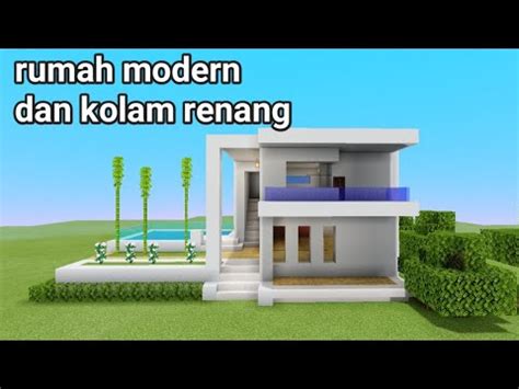 TUTORIAL MINECRAFT MEMBUAT RUMAH MODEREN 2 LANTAI KOLAM