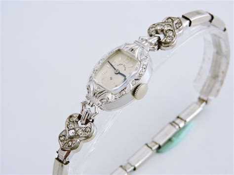 Elgin Watch Company Lady Elgin Diamonds 14k White Gold Vintage