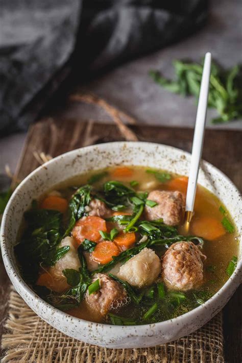 Taro Soup with Arugula and Turkey Meatballs - Yummy Addiction