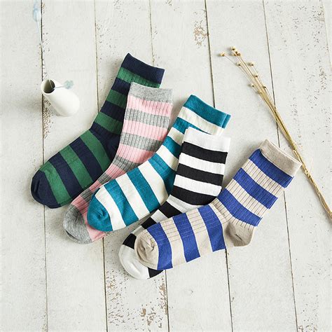 Preppy Striped Socks 5 Colours Striped Socks Novelty Socks Cute Socks