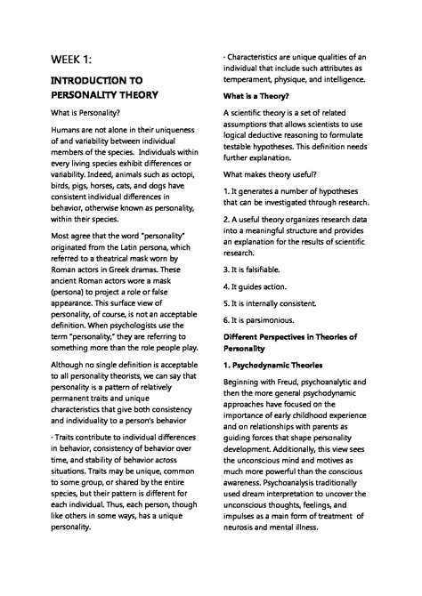 Psychology Theories Of Personality Notes Pdf Typed Notes Shop