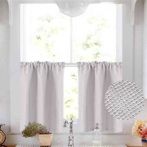 Vangao White Kitchen Curtains 36 Inch Length Sets Rod Pocket Tier ...