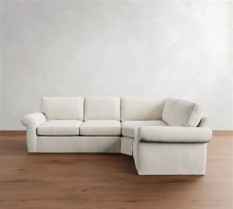 Pearce Roll Arm Slipcovered 3 Piece Wedge Sectional 122 130