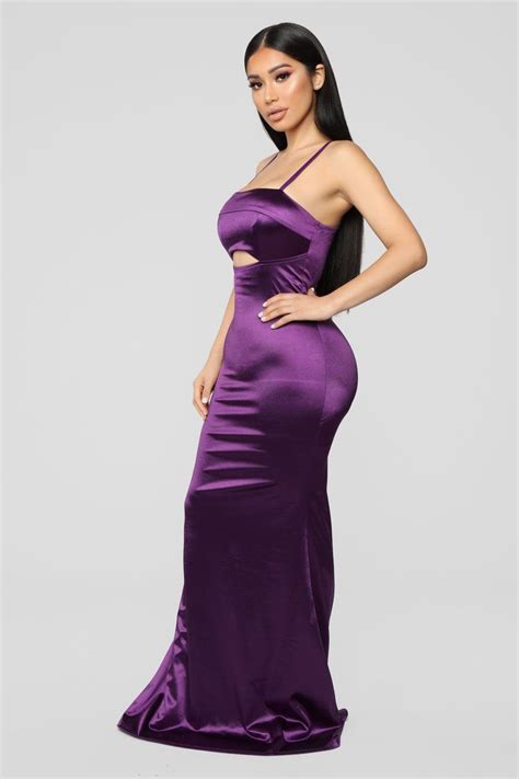 Gala Ready Satin Dress Purple Satin Maxi Dress Fashion Nova Dress