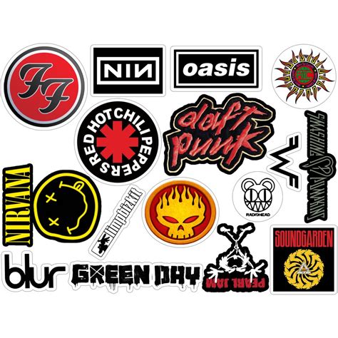 90's Rock Bands Logos Vinyl Sticker Pack (Vintage Stickers for Phones ...