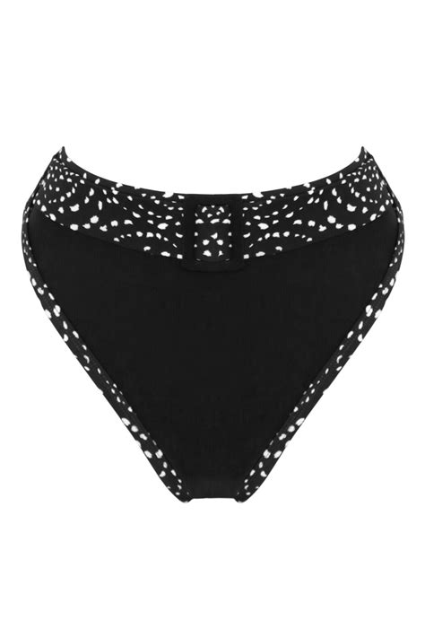 Rhodes High Waist Belted Tummy Control Bikini Brief In Black White