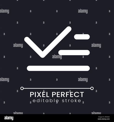 List And Checkmark Pixel Perfect White Linear Ui Icon For Dark Theme Stock Vector Image And Art