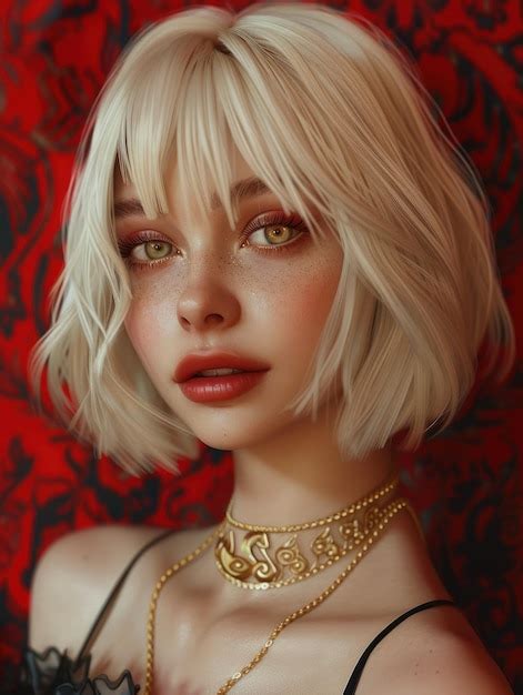 Premium Photo A Woman With Blonde Hair And Red Lipstick