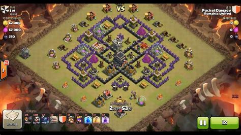 Clash Of Clans Th9 Vs Th9 Golem Wizard And Pekka Gowipe Clan War 3