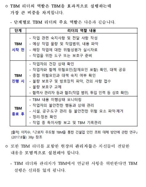 작업 전 안전점검회의tbm 가이드 제작 및 배포첨부파일