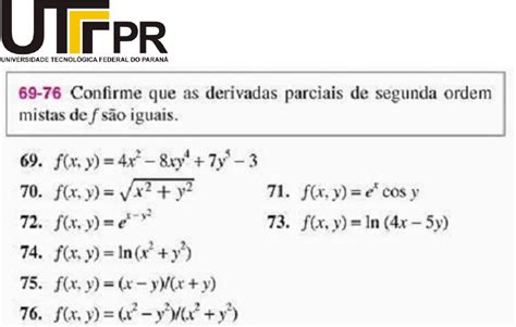 Lista De Exerc Cios Derivadas Parciais C Lculo Ii