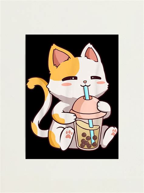 Boba Tea Bubble Katze Kawaii Neko Anime S E Katze Boba Fotodruck Von