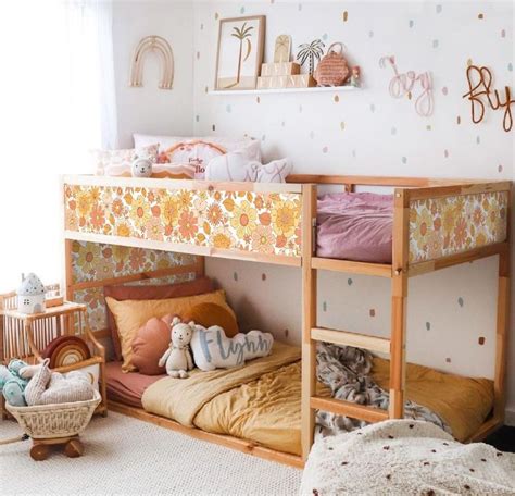 IKEA KURA BED Decals Girls Boho Kura Bed Stickers Retro Flowers Kura