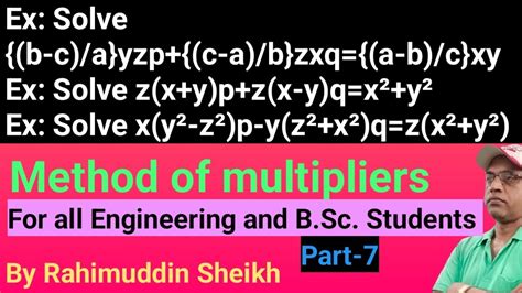 Method Of Multipliers Of Lagrange S Linear Partial Differential