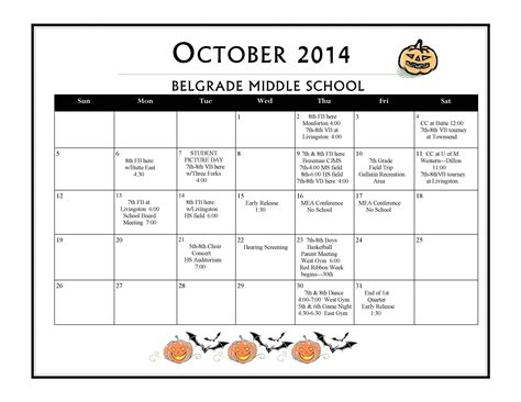 Middle School October Activity Calendar | October activities, Middle ...