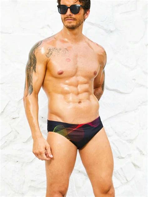 Manfinity Men Striped Print Swim Brief SHEIN USA