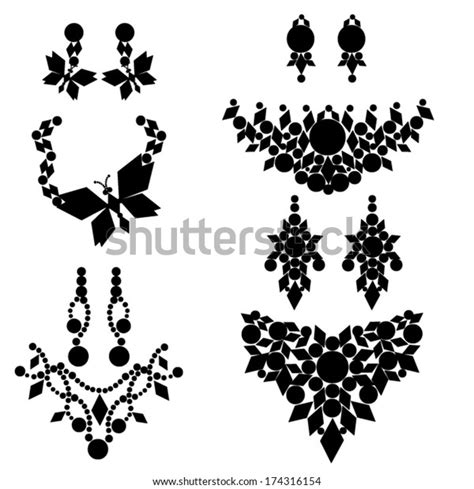 Jewelry Silhouettes Necklace Earrings Stock Vector (Royalty Free) 174316154