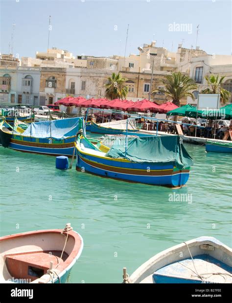 Malta Marsaxlokk Native Fishing Boat Luzzus Luzzu Wooden Archtitecture