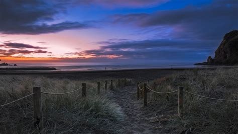 1920x1080 Sea New Zealand Grass Beach Rock Coast Sand