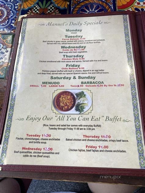 Manuels Mexican Restaurant Menu In Brenham Tx Order Delivery And Reviews