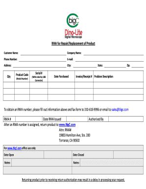 Fillable Online Rma Request Form Rma Request Form Fax Email Print