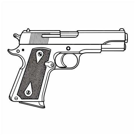 Pistol Gun Outline Vector Illustration Isolated Premium Ai Generated