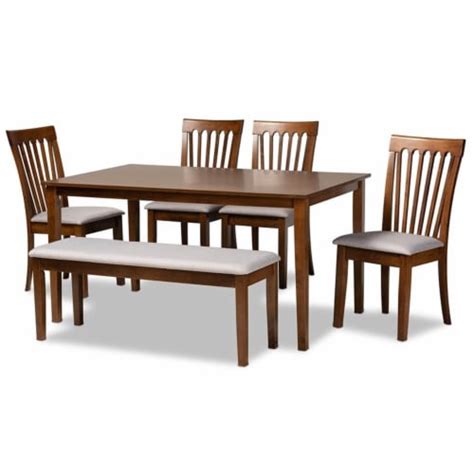 Bowery Hill Grey And Walnut Brown Finished Wood Piece Dining Set