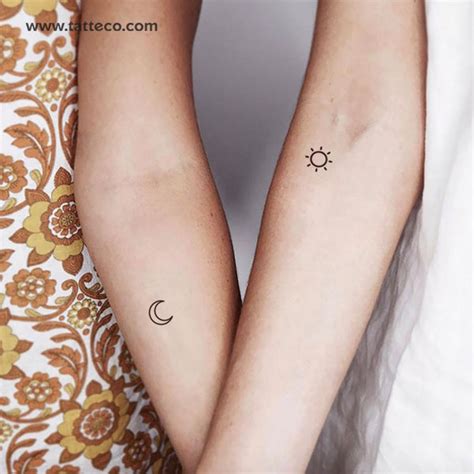 Matching Sun And Moon Temporary Tattoo Set Of 22 Tatteco